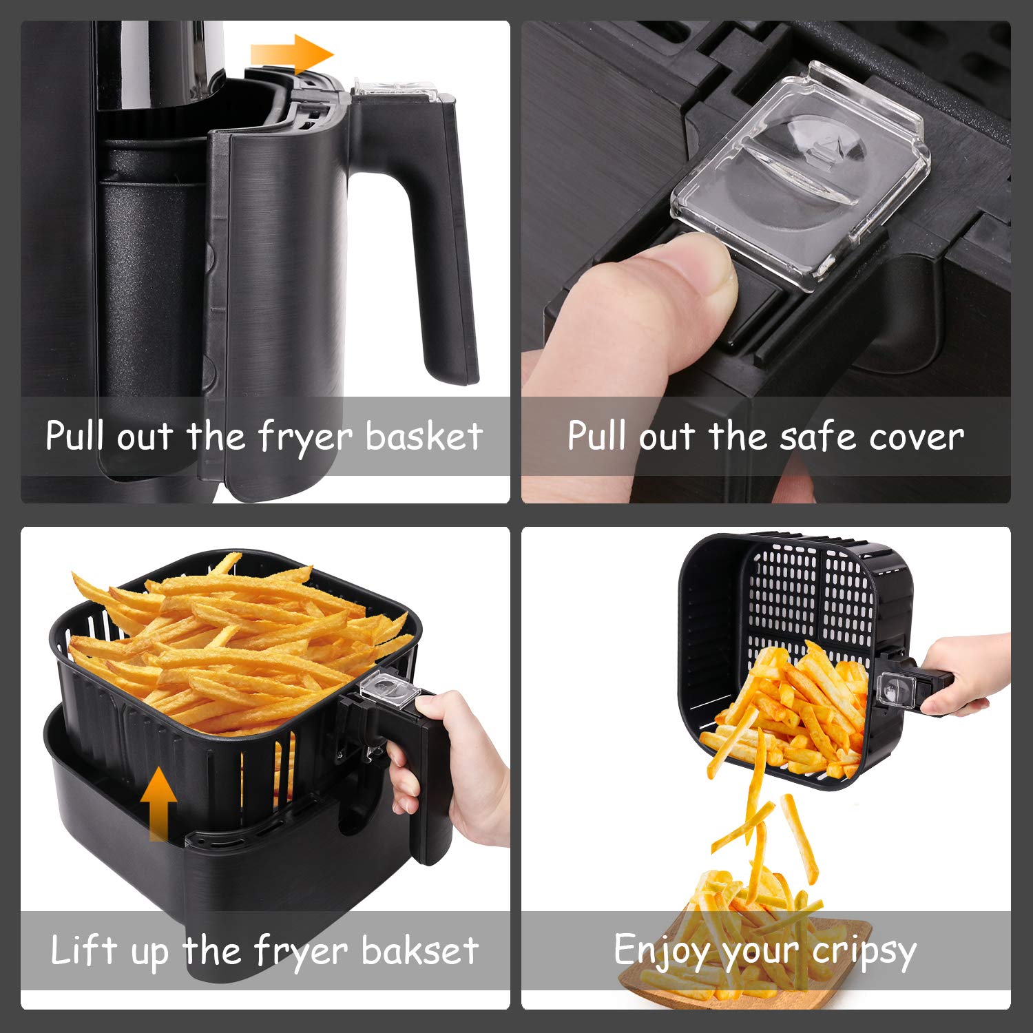 Air Fryer 5.8Qt, Phyismor Air Fryer Oven Oillness Cooker with Temperature & Timer Control, Aluminum Fryer Bakset, Dishwasher Safe ...