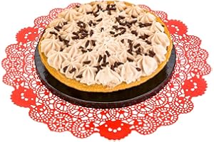 Restaurantware Disposable Paper Lace Doilies - Red - Round - Use with Cakes, Desserts, Baked Goods, Weddings, Decoration - 12" x 12" - 100ct Box - Pastry Tek