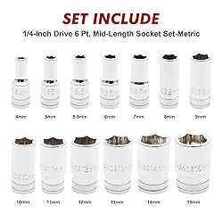 CASOMAN 13PCS 1/4"Drive Mid-Length Socket