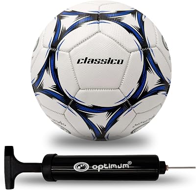 Optimum Classico Football Size 5 with Pump Indoor Outdoor White Black Blue