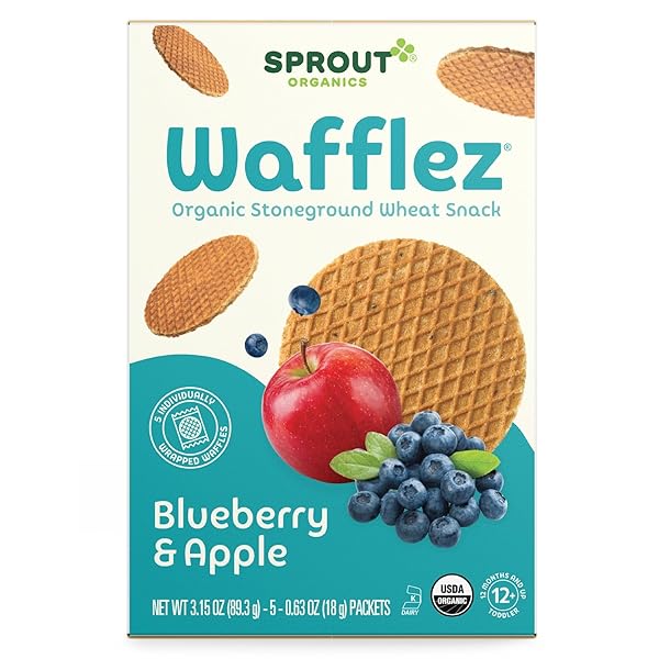 SPROUT ORGANIC WAFFLEZ, BLUEBERRY APPLE, 0.63 OZ, 5 CT