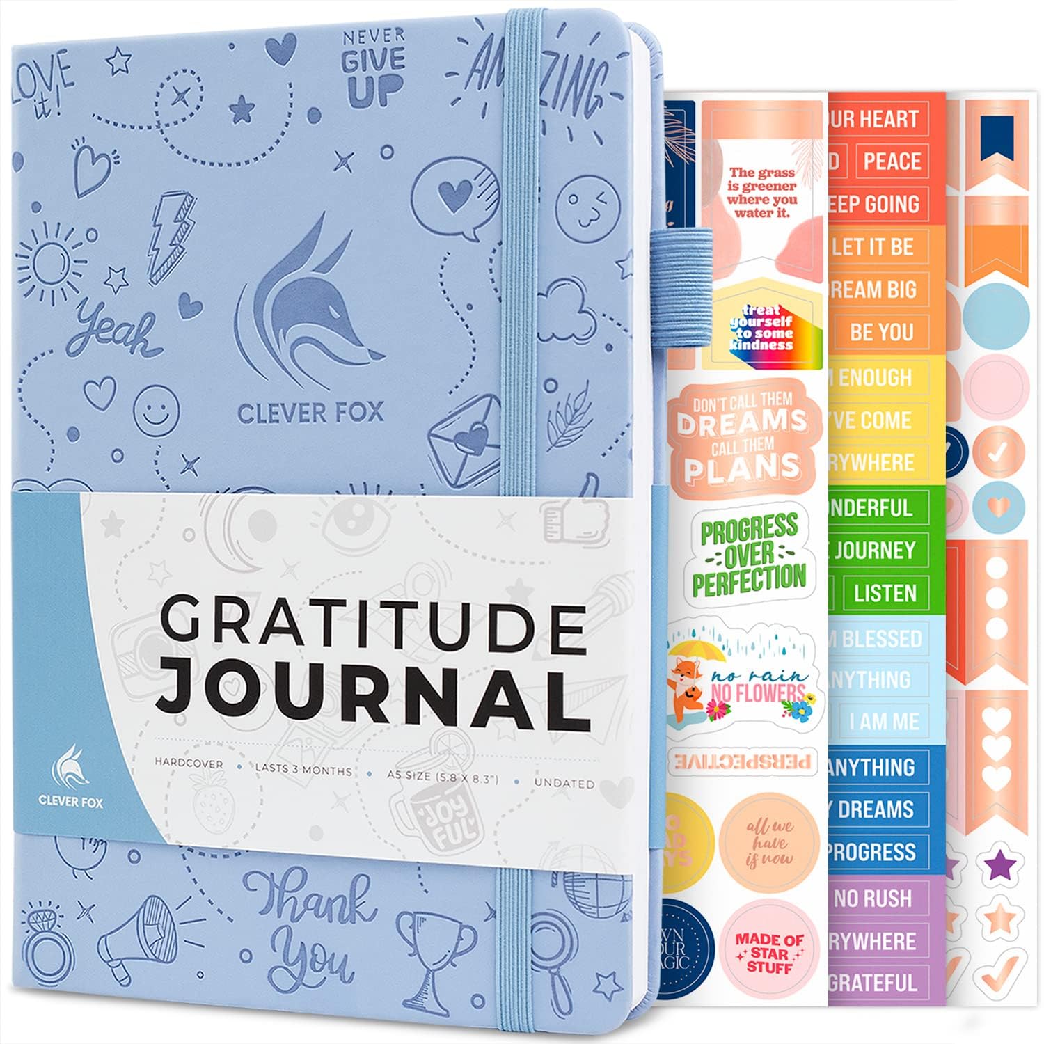 Clever Fox Gratitude Journal – Happiness, Positivity & Affirmation Daily Journal – Inspirational Daily Notebook – 3 Months, A5 (Light Blue) — image 1