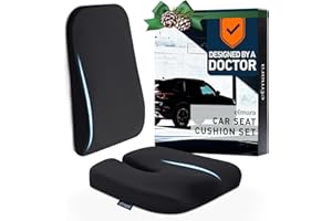 Elmara Car Seat Cushion – Doctor-Designed Car Cushion & Lumbar Support Pillow for Car – Seat Cushion for Car – Car Seat Cushions for Driving – Back Support for Car – Adult Booster Seat for Car (Black)