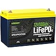LOSSIGY 12V 100AH LiFePO4 Lithium Battery, Low Temp Protection with 100A Bluetooth BMS, 10 Yrs Lifespan, 400A Peak Current, Perfect for Golf Cart, Trolling Motor, Solar System, RV, Marine