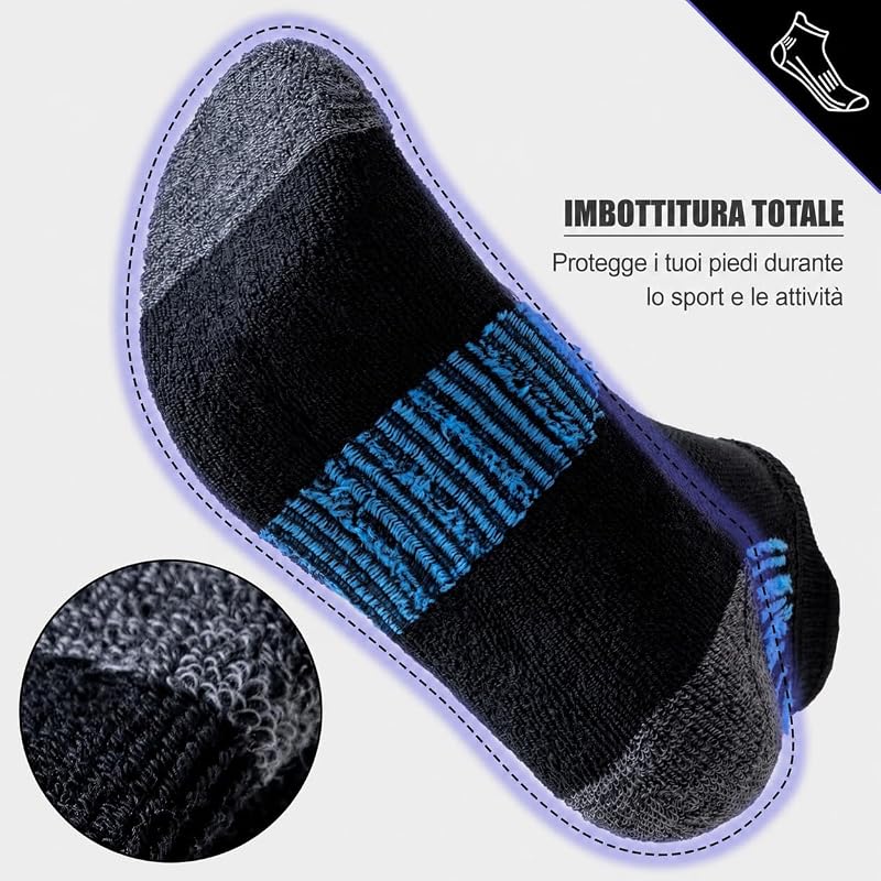 Calzini Sportivi Uomo, 6 Paia, Corti e Imbottiti — foto 4 di 8