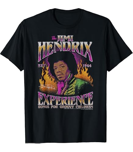 Amazon.com: Jimi Hendrix Colorful Retro Vibe Lines T-Shirt, Men