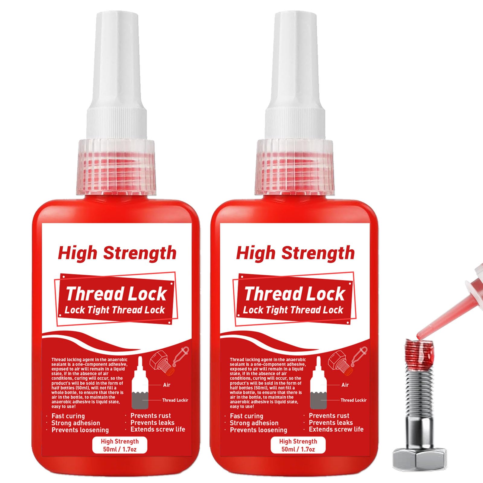 Thread Lock, 100ml Locktight Threadlock High Strength, Threadlocker Lock & Seal Nuts, Bolts, Stable and Anti-Rust