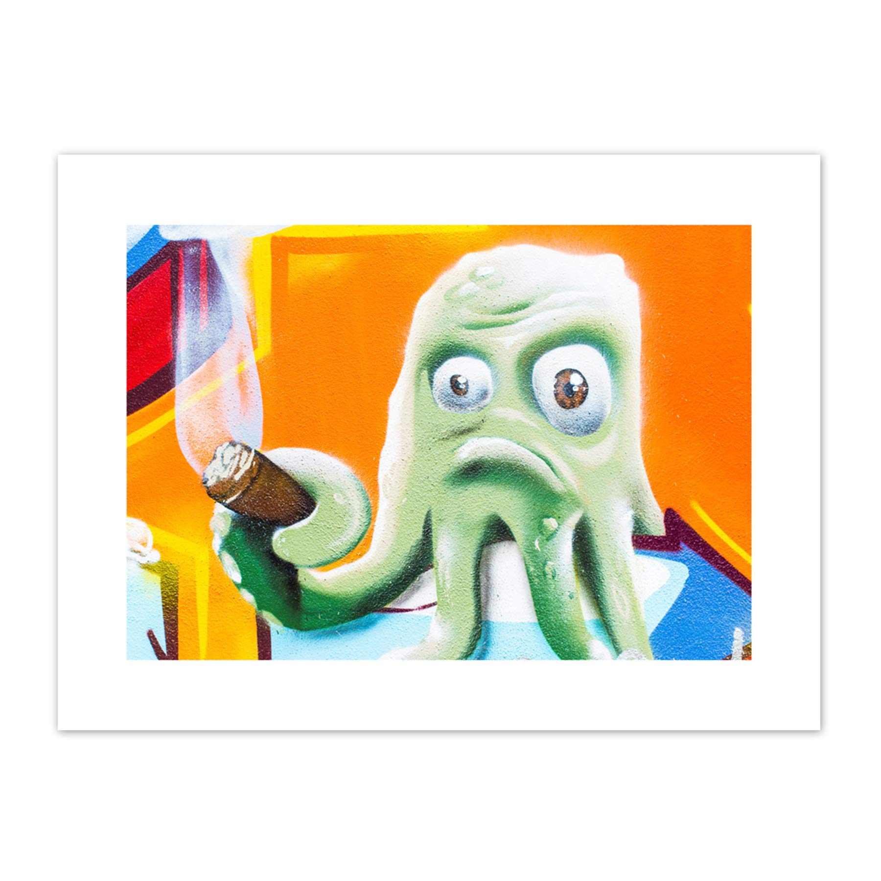 Graffiti Octopus Smoking Cigar Canvas Wall Art Print