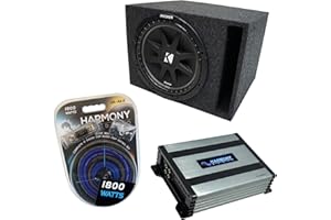 Harmony Audio Kicker Bundle Compatible with Universal Vehicle C12 Comp Single 12" Vented Port Loaded Sub Box with Harmony HA-400.1 Amp & Install Kit
