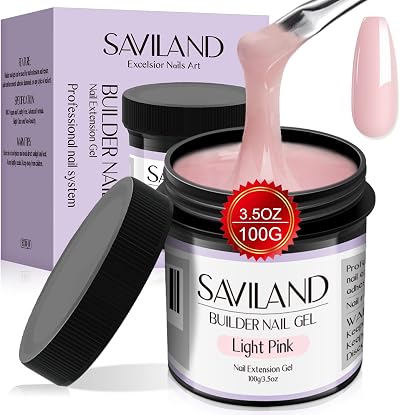 Saviland 100g Light Pink Builder Nail Gel - Hard Gel for Nail Extensions