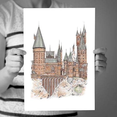 Hogwarts Castle Harry Potter Art Detailed Pen Drawing Limited