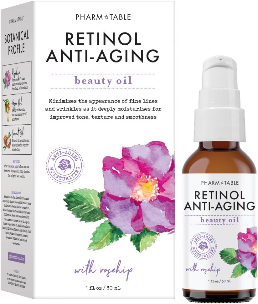 Pharm to Table Retinol Anti Aging Beauty Oil with Rose Hip 1oz / 30ml