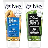 St. Ives Facial Scrub Variety 2-Pack – Fresh Skin Apricot + Blackhead Clearing Green Tea, Exfoliating Face Scrubs, 6 Oz Ea