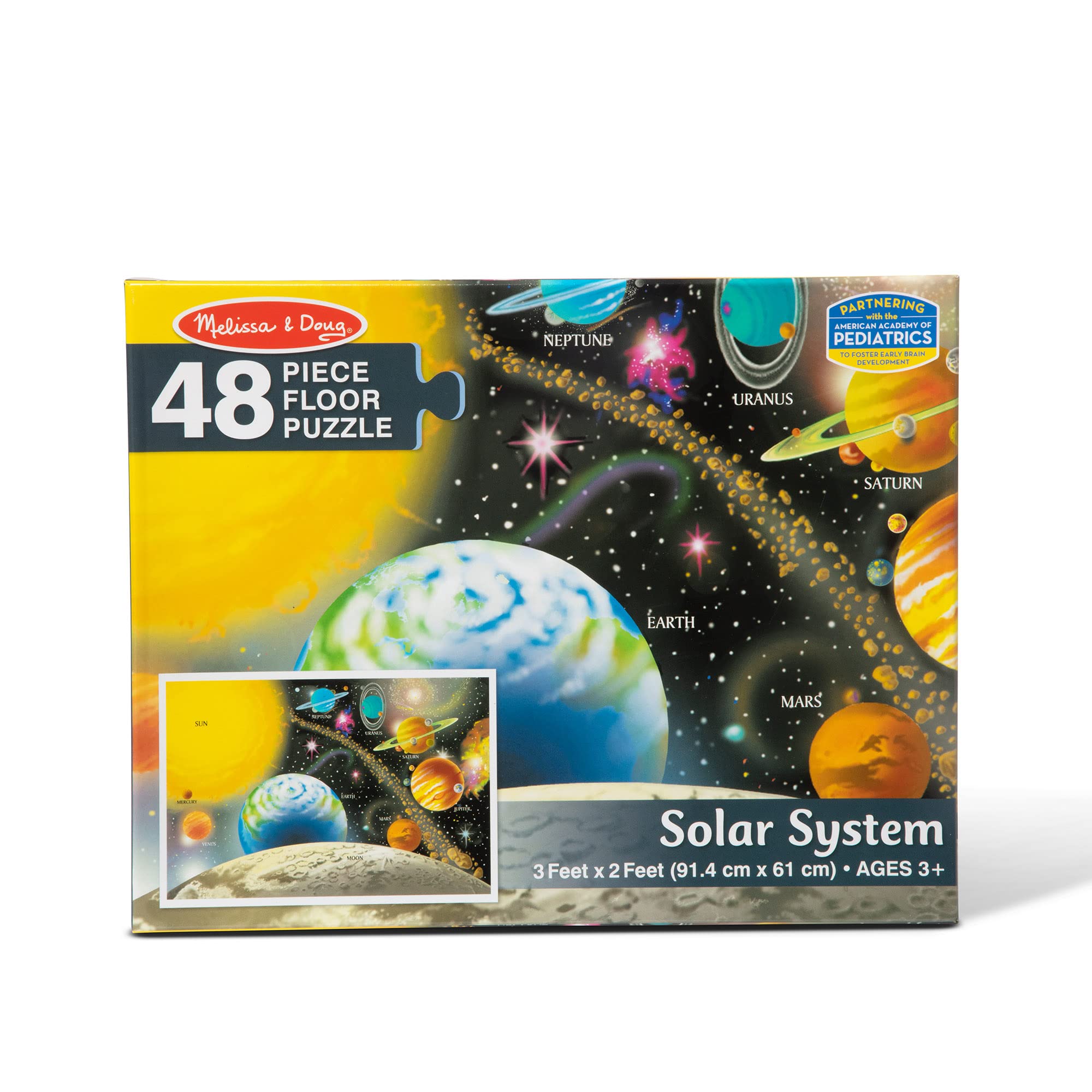 Melissa & Doug Solar System Floor Puzzle, 48 pc Jumbo Jigsaw Puzzle, Educational Screen Free Activity for Toddler, Preschoolers and Kids Ages 3+ (2 x 3 Feet) - FSC Certified