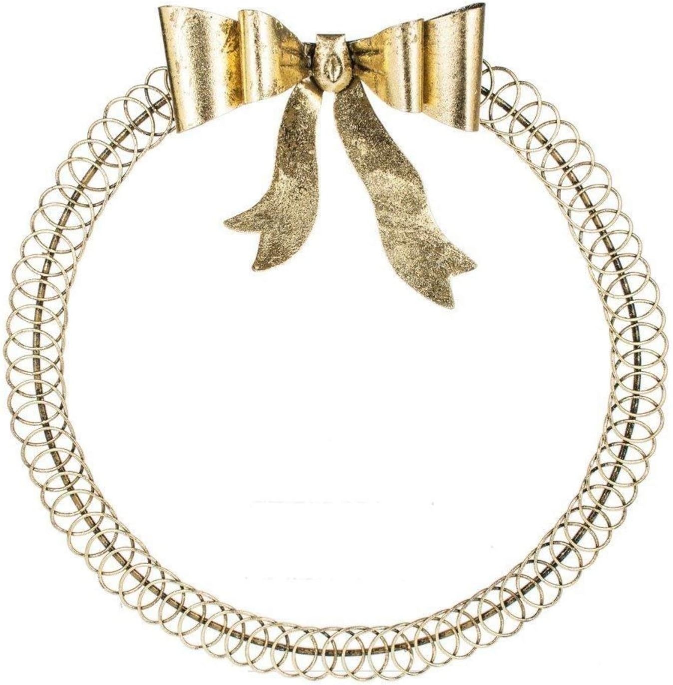 Wreath Hangers - One Holiday Way 19-Inch Large Elegant Gold Metal Wire Wreath Christmas Card Holder w/Bow - Hanging Wall Mount Xmas Photo Display Decorative Birthday Greeting Card Hanger Door Decoration Home Decor