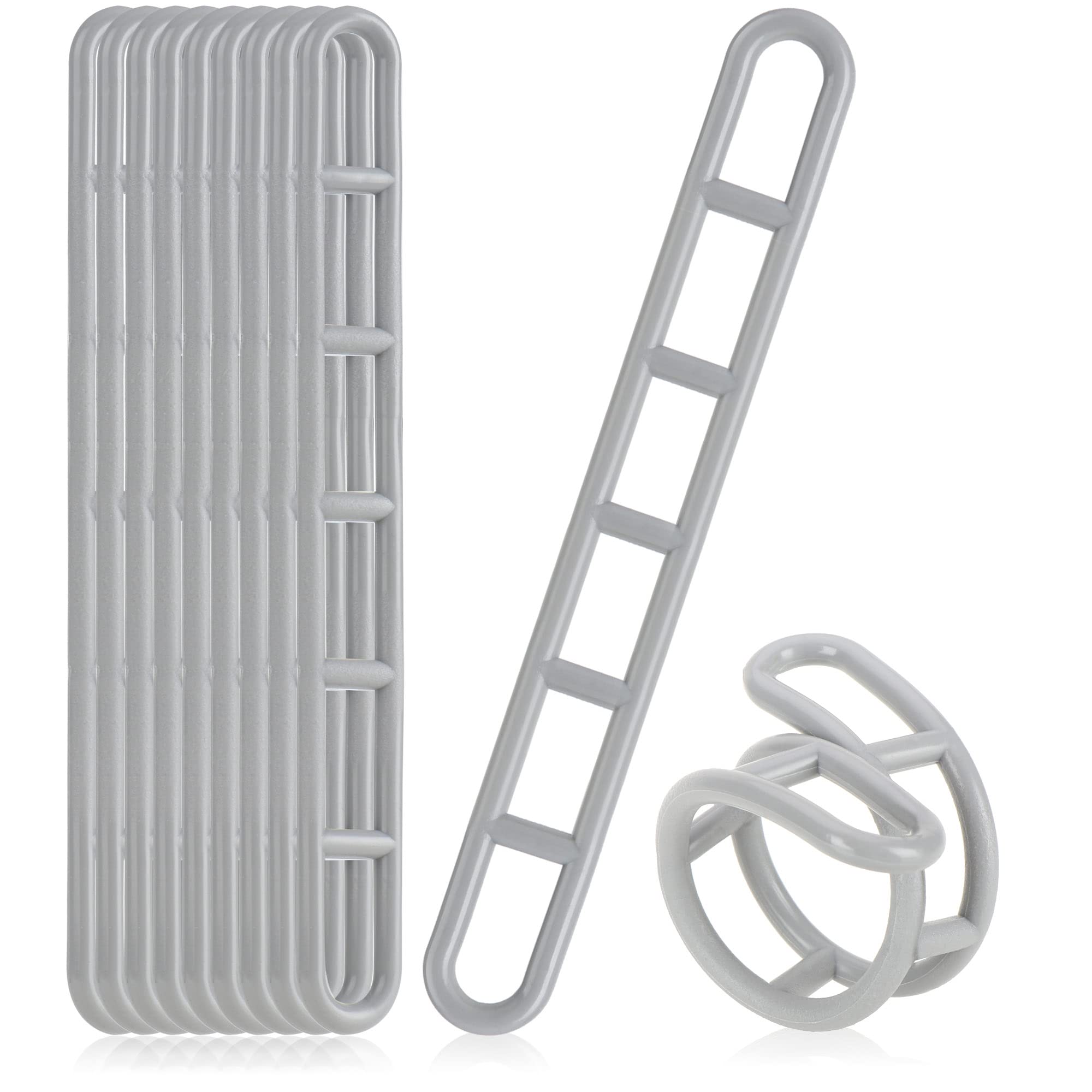 COM-FOUR® 10x guying elements made of plastic - awning ladder for guying awnings, canopies, awnings, tarpaulins - guying ladder for steep wall awnings - 6-hole tent clamp (10 pieces - grey)