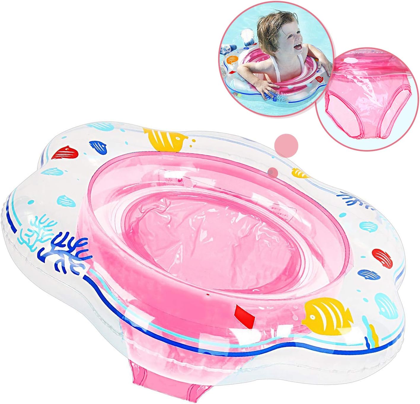 BHGWR Baby Swimming Ring Float, Inflatable Baby Swim Ring with Seat