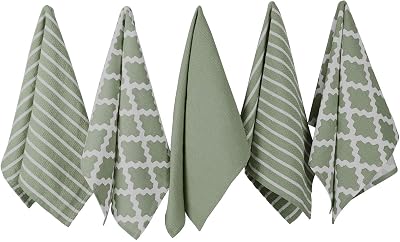 Penguin Home 5x 100% Cotton Sage Tea Towels Set Kitchen 65 x 45 cm
