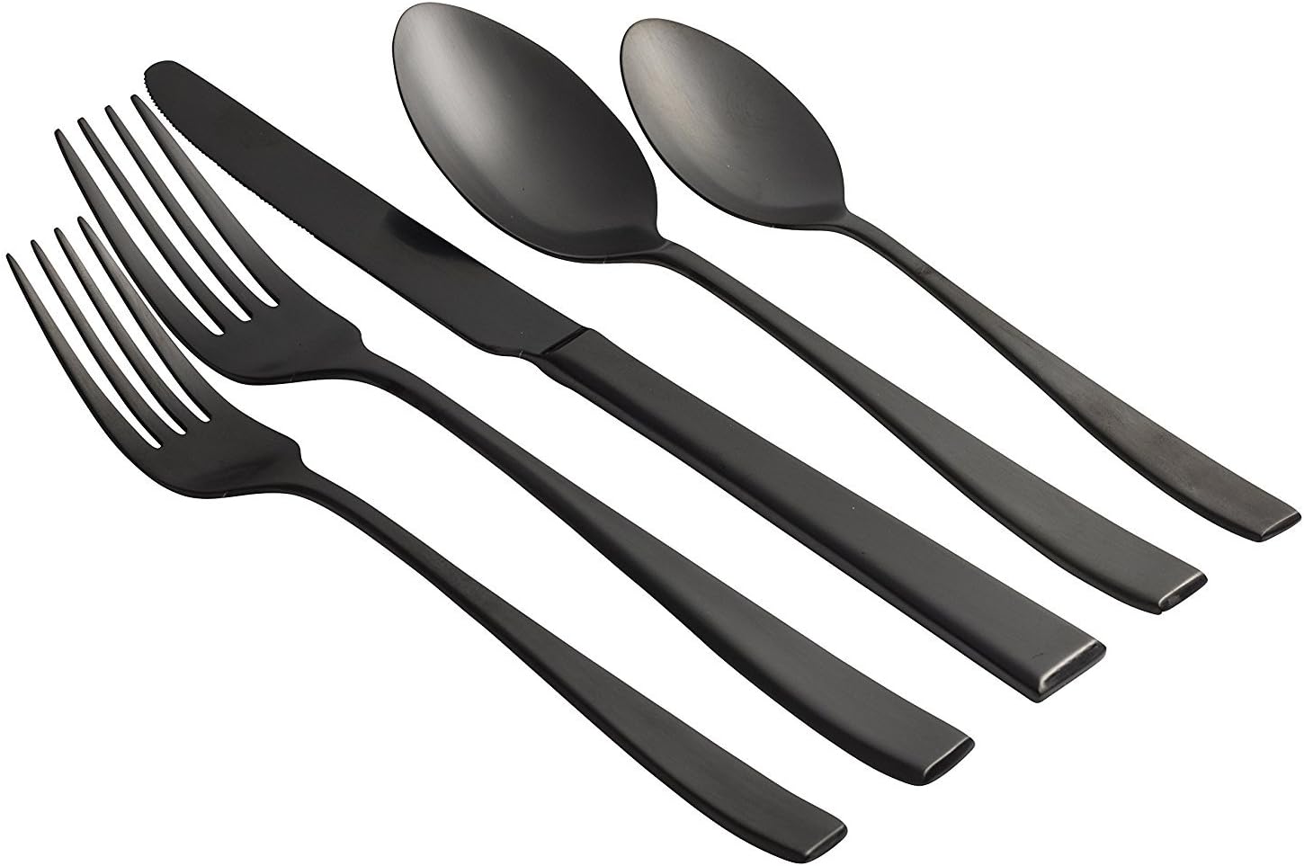 Jaf Gifts 20 Piece Black Flatware Set With Matte Finish - Stainless Steel Cutlery Service For 4 With Soup Spoon, Teaspoon, Dinner Knife, Dinner And Salad Fork
