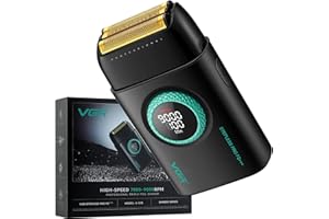 VGR 378 Electric Shavers for Men, Triple Floating Blade Foil Shaver Cordless Men's Electric Razor, 9000 RPM Motor Bald Shavers Titanium Foils with LED Display, Barber Supplies (Black)