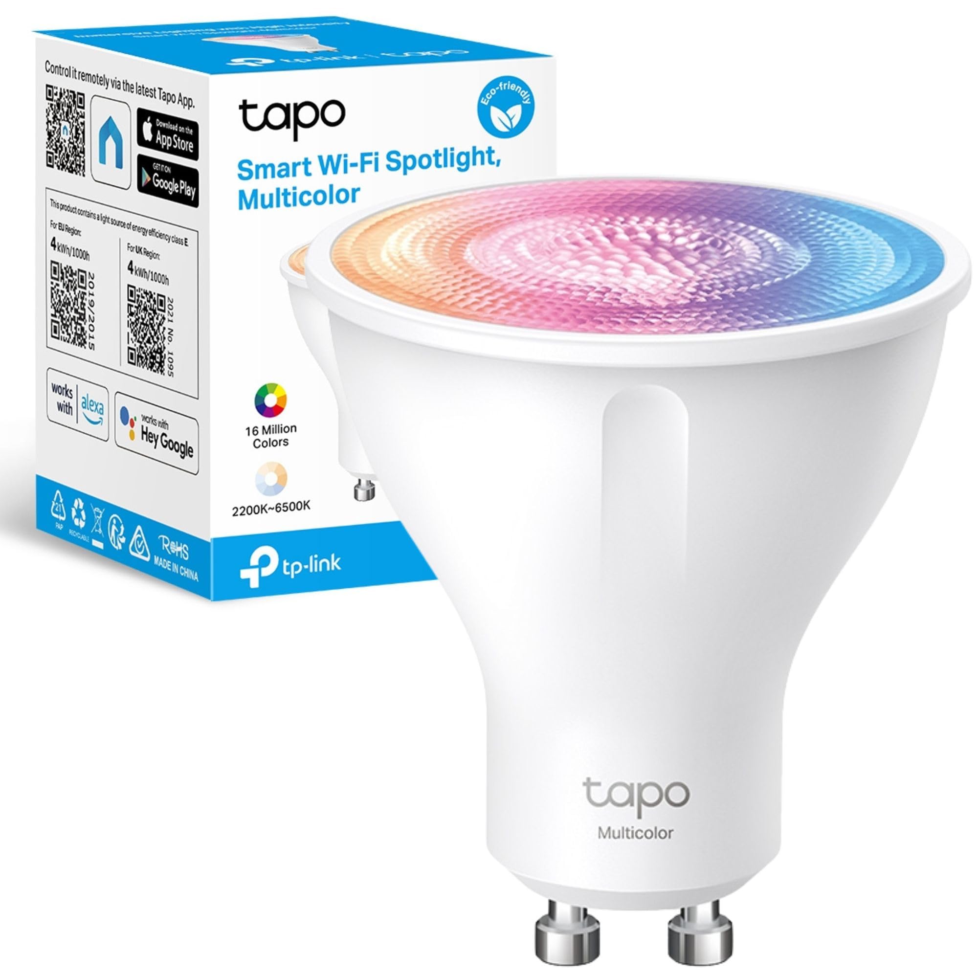 Tapo L630 Smart Bulb, GU10 Lamp Base, Alexa Light Bulb, Smart Light Bulb Spotlight, 16 Million Colours, White Tunable, High Lumen & Dimmable, Remote Control, Voice Control Alexa & Google