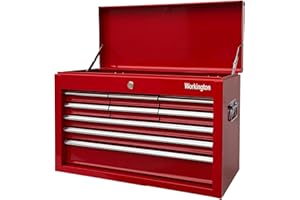 Workington Portable Metal tool chest with 9 drawers, 24" Cabinet with Ball Bearing Drawer Slides, Steel Tool Storage Box Organizer 4006 Red