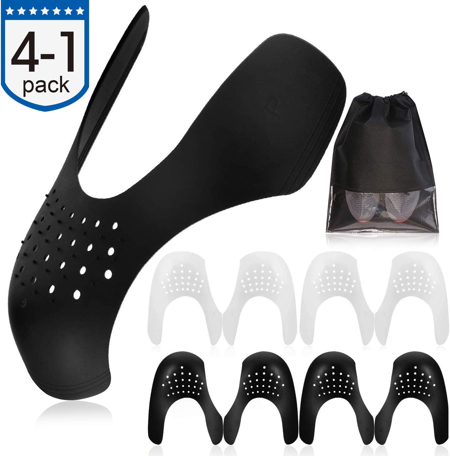 Crease Protectors for Sneaker Shields Prevent Shoes Crease for Women’s 5-8 Men’s 7-12 4 Pairs of Black and White