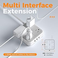 Flat Plug Surge Protector Power Strip, TESSAN 5 ft