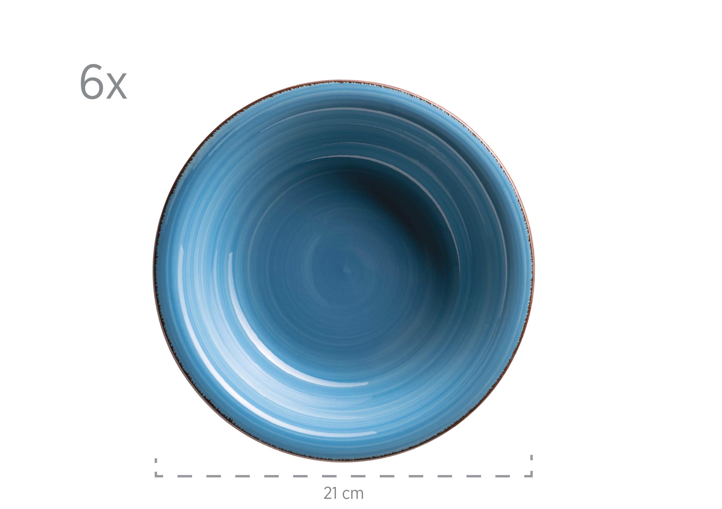 MÄSER 931602 Bel Tempo II Teller-Set für 6 Personen im modernen Vintage Look, 12-teiliges Tafelservice, handbemalt, Dunkelblau, Steingut, Blau 4