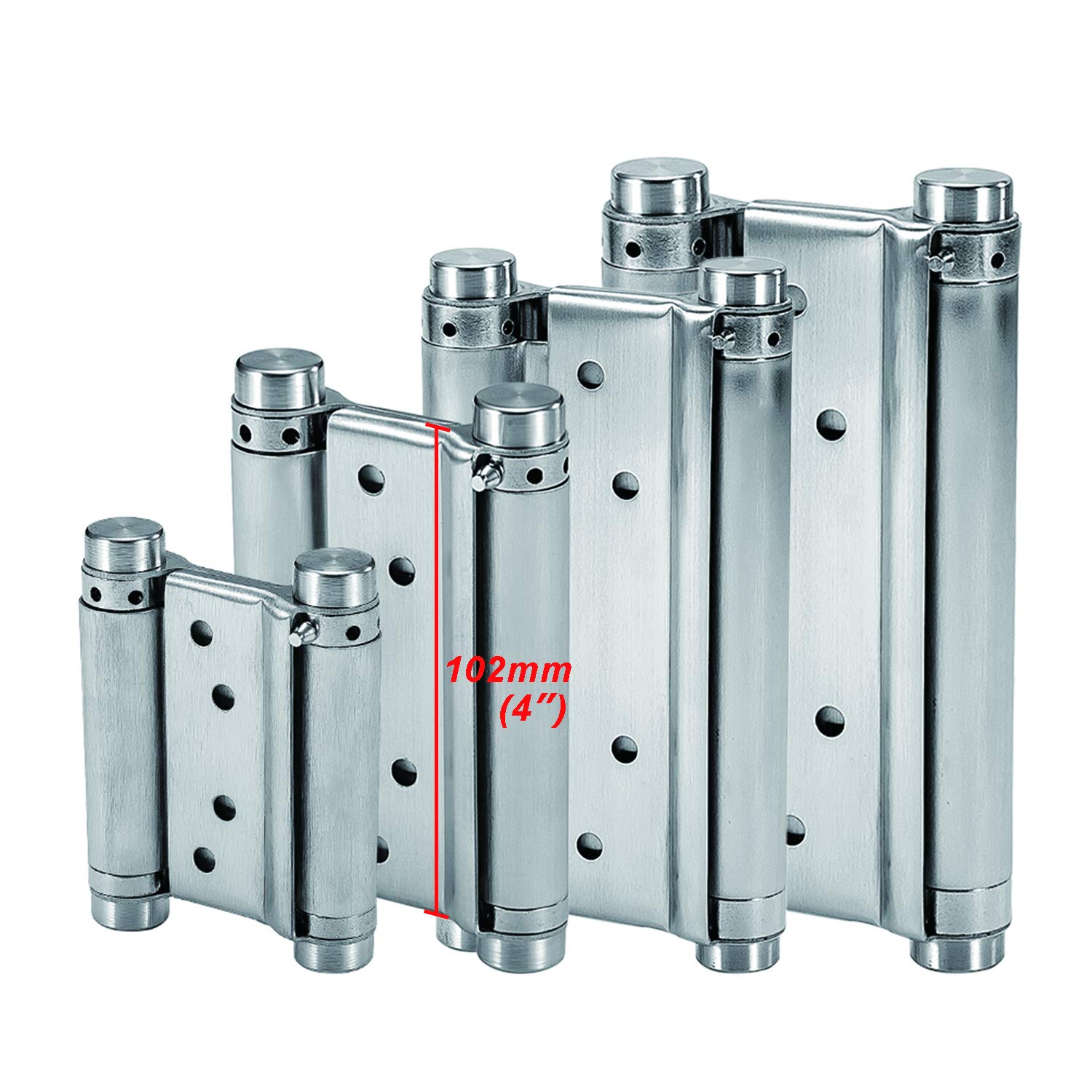LOOTICH Heavy Duty Double Action Stainless Steel Spring Hinges 4” (102mm) Self Closing for Swing Doors Freegate Saloon Cafe Bar Counter Door Load Capacity 16kg Satin (2 PCS)