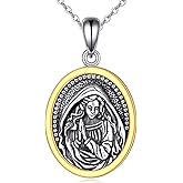 AXELUNA Guadalupe Necklace Sterling Silve Virgen De Guadalupe Medal Pendant Catholic Amulet Jewelry