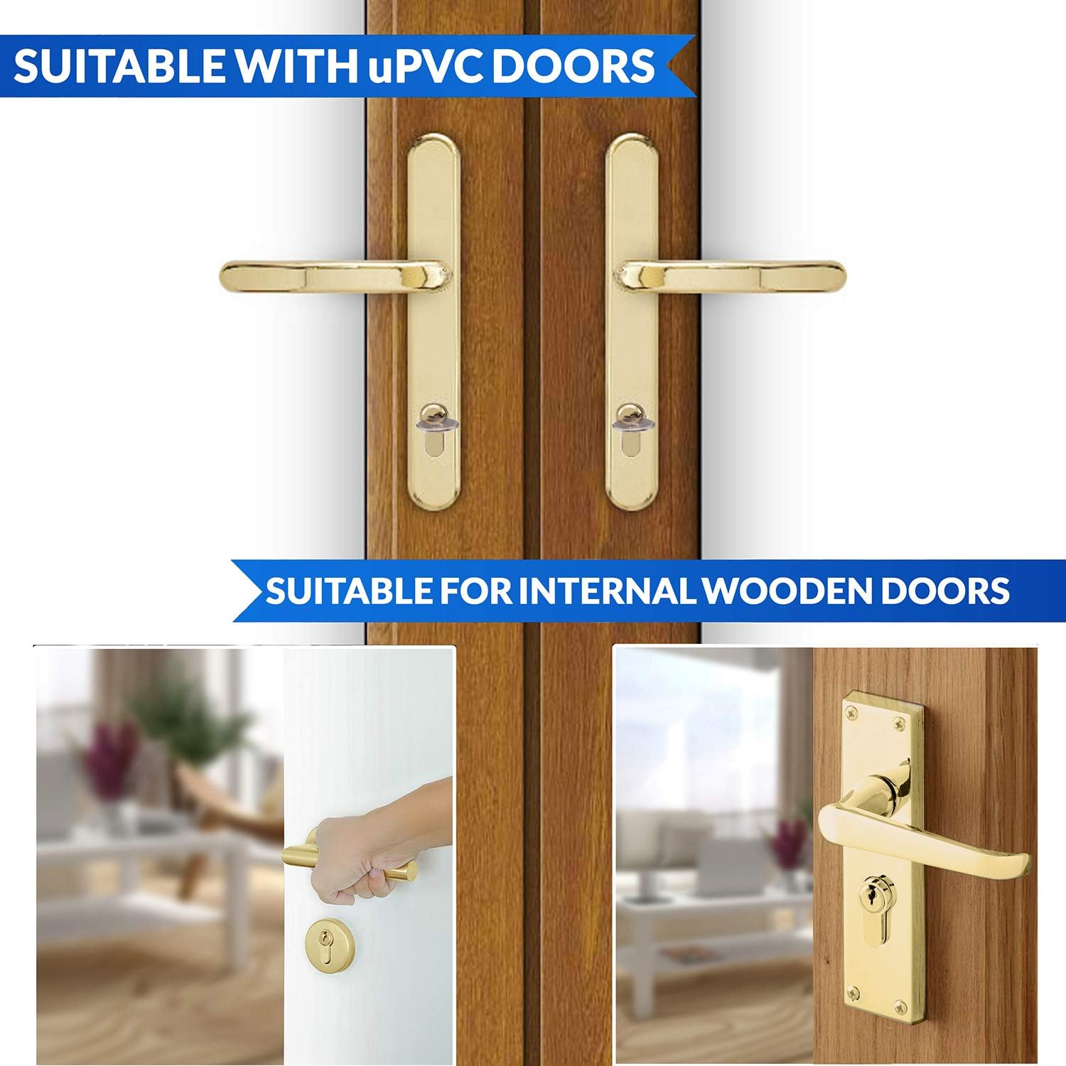 XFORT Brass 40/50 Euro Cylinder Lock (90mm), UPVC Door Lock, 6 Pin Cylinder Lock with 3 Keys, PVC Door Lock - Image 5