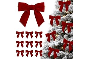 EMPOF 24 Pcs Red Small Velvet Bows Ornaments for Christmas Tree, Vintage Cute Velvet Bows Home Decor for Tree Mantle Wreath Gift Wrapping Crafts, 0.98’’ W/3.14 * 3.14 inch