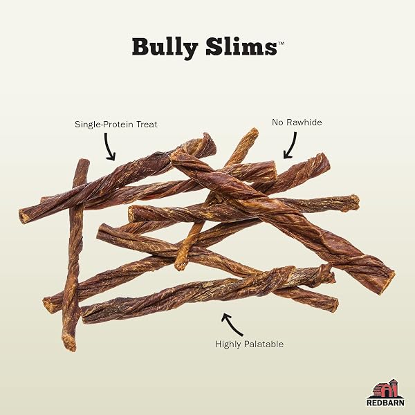 REDBARN BULLY SLIMS ESOPHAGUS DOG TREATS – 4.7 OZ BAG – SINGLE PROTEIN MADE WITH NATURAL BEEF ESOPHAGUS, SLOW-ROASTED FOR MAXIMUM FLAVOR – NO RAWHIDE, HIGHLY DIGESTIBLE CHEW, GLUTEN-FREE