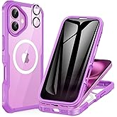 CENHUFO Magnetic Privacy for iPhone 16 Plus Case [Compatible with Magsafe] Full Body Phone Case Built-in 9H Tempered Glass Privacy Screen Protector and Camera Lens Cover, Shockproof Bumper -Rose Pink