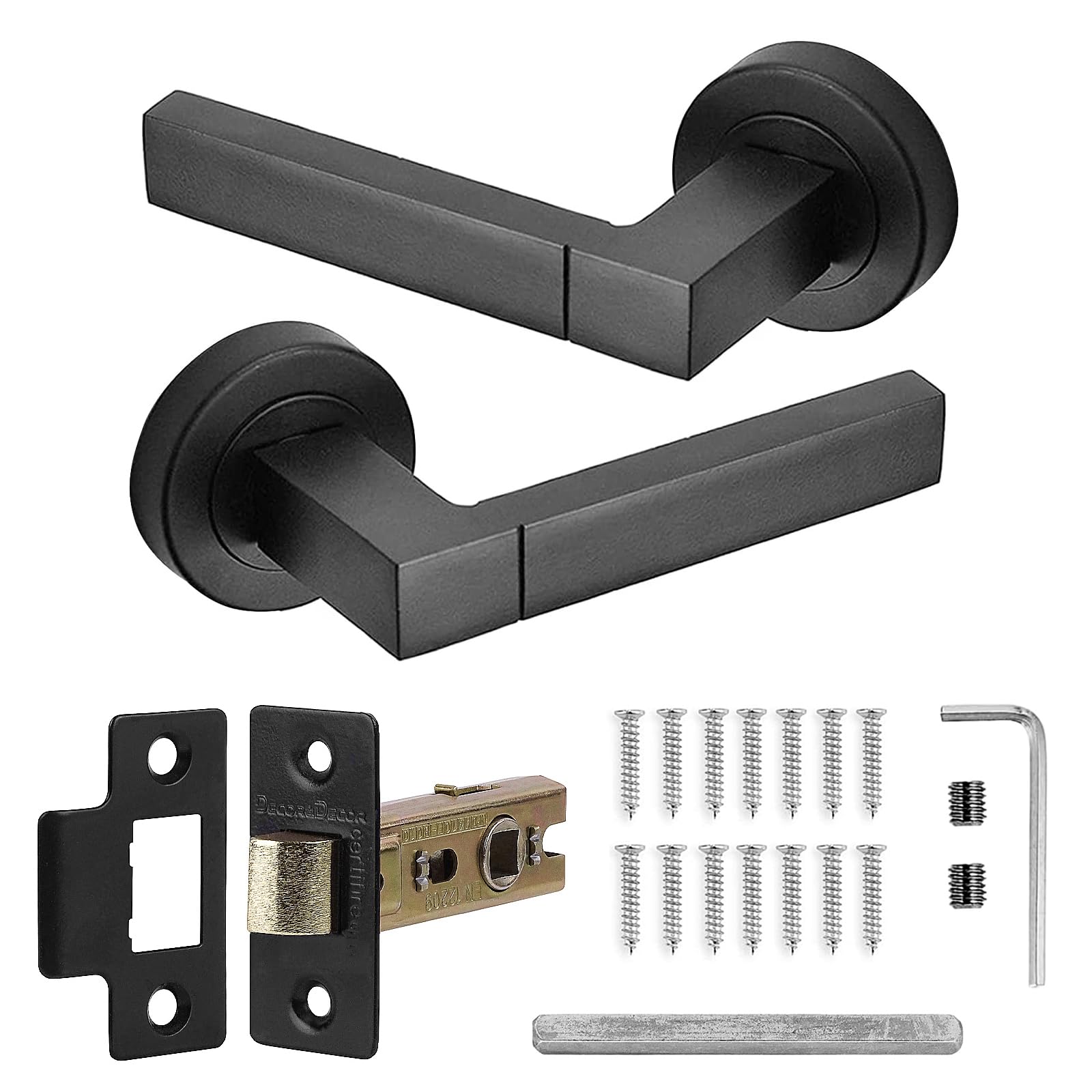 Decoranddecor Lumina Matt Black Internal Door Handles – Aluminium Handle Sets for Interior Doors – Sleek Design with Mortice Latch for Homes and Offices