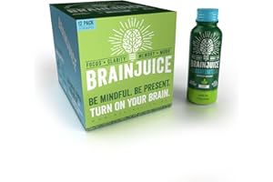 BrainJuice Decaf Brain Support Shot, Gluten Free Supplement Shots for Energy & Focus, Healthy Drinks with Alpha GPC, Vitamin B & Decaffeinated Green Tea Leaf, Classic, 2.5 fl oz, 12 Pack