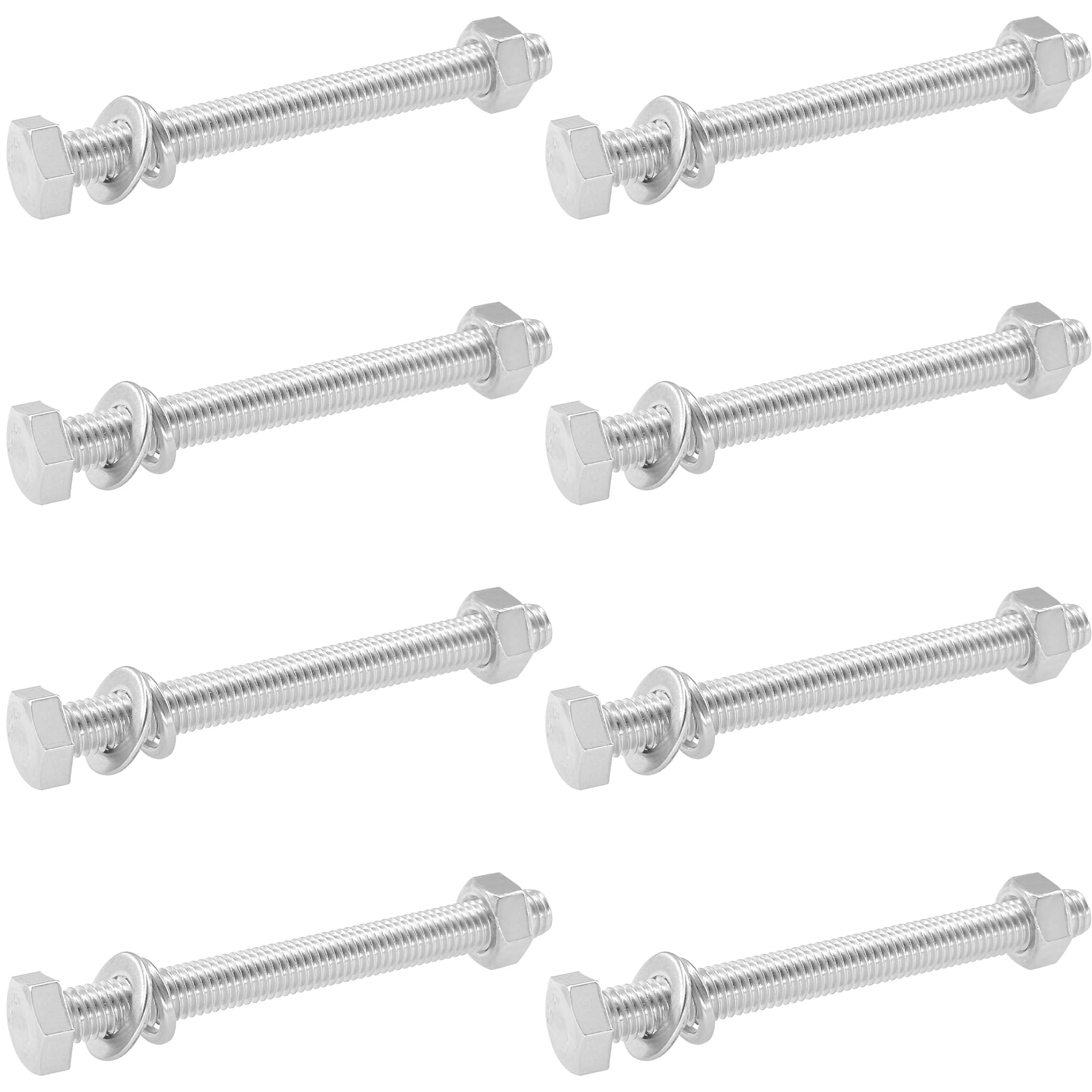 8 Sets of Hex Bolts with Nuts and Washers,304 Stainless Steel M8 Nut and Bolt Combination Kit (M8 x 80mm)