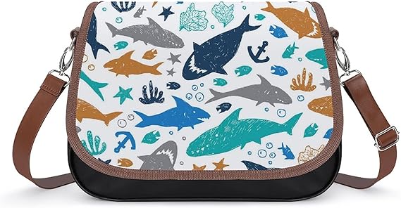 Amazon ショルダーバッグ メッセンジャーバッグ カラフルな かわいい サメ 海物語 レディース レザー ポシェット レジャーバッグ パソコン バッグ カジュアル 斜めバッグ かわいい ビジネス 通勤用 カバン 結婚式 二次会 フォーマルバッグ バッグ スーツケース
