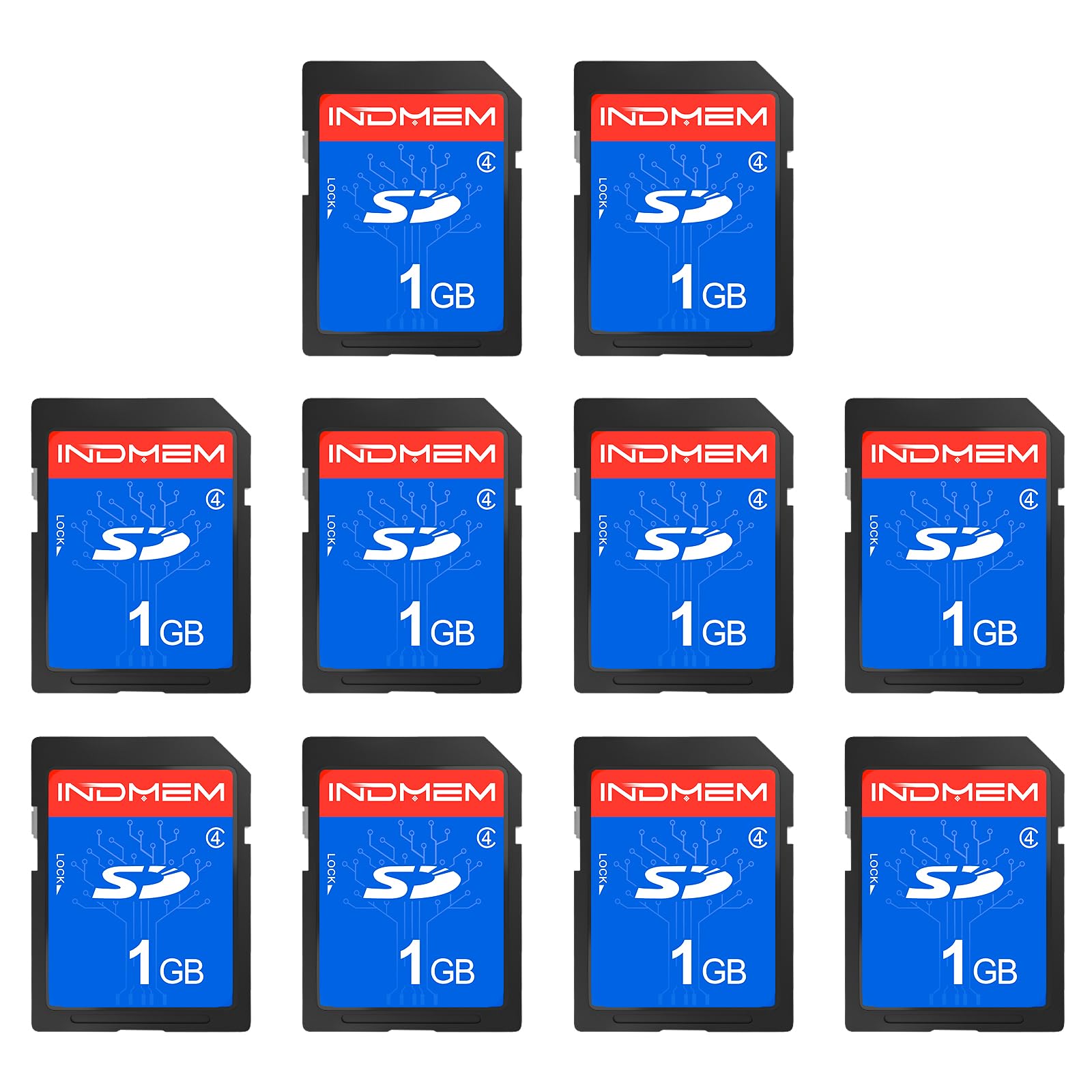 INDMEM SD Card 1GB, 10 Packs Class 4 1GB Flash