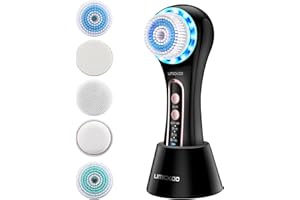 UMICKOO Face Scrubber Exfoliator,Facial Cleansing Brush Rechargeable IPX7 Waterproof with 5 Brush Heads,Face Spin Brush for Exfoliating, Massaging and Deep Cleansing