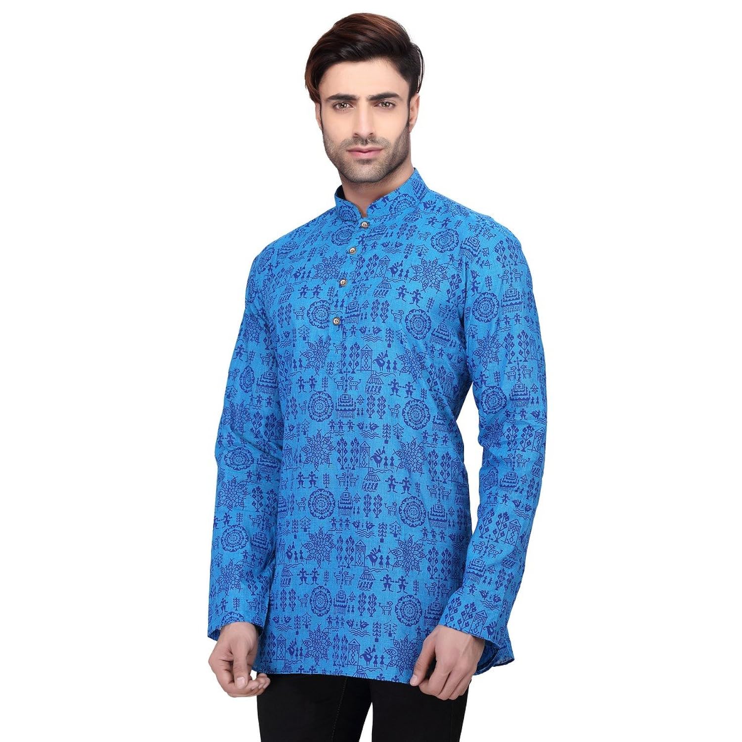 rg designers men's full sleeve short kurta d6578bluewarli &hellip;