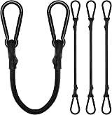 Rugtol 4 Pack Bungee Cords with Carabiner 18in Heavy Duty Black