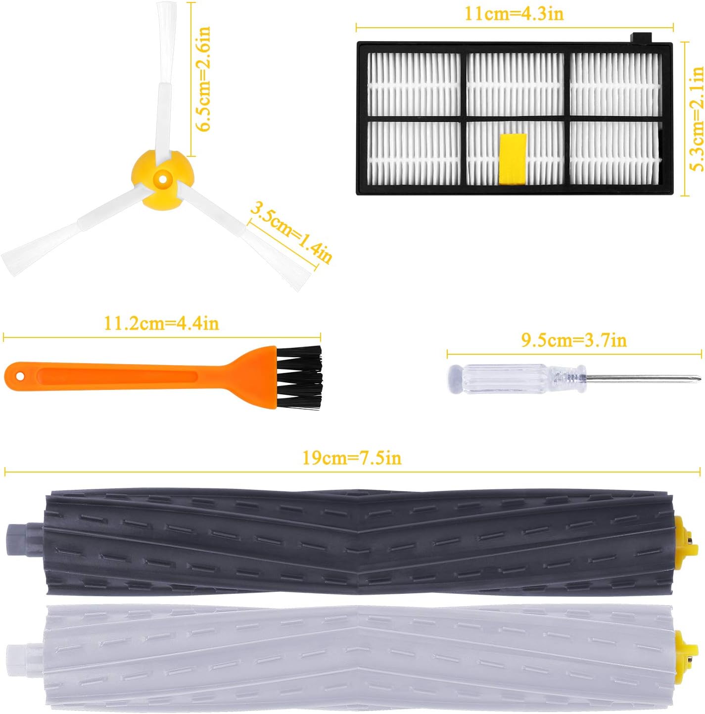 ActFaith Accessories for iRobot Roomba 800 900 Series 850 860 861 866 870 880 890 960 980 Robot Vacuum Cleaner Replacement Parts Include 1 Set Roller & 6 Hepa Filter & 6 Side Brushes -