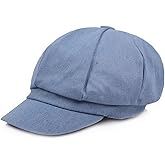 Women Denim Newsboy Cabbie Peaked Beret Cap Vintage Baker Boy Visor Artist Hat