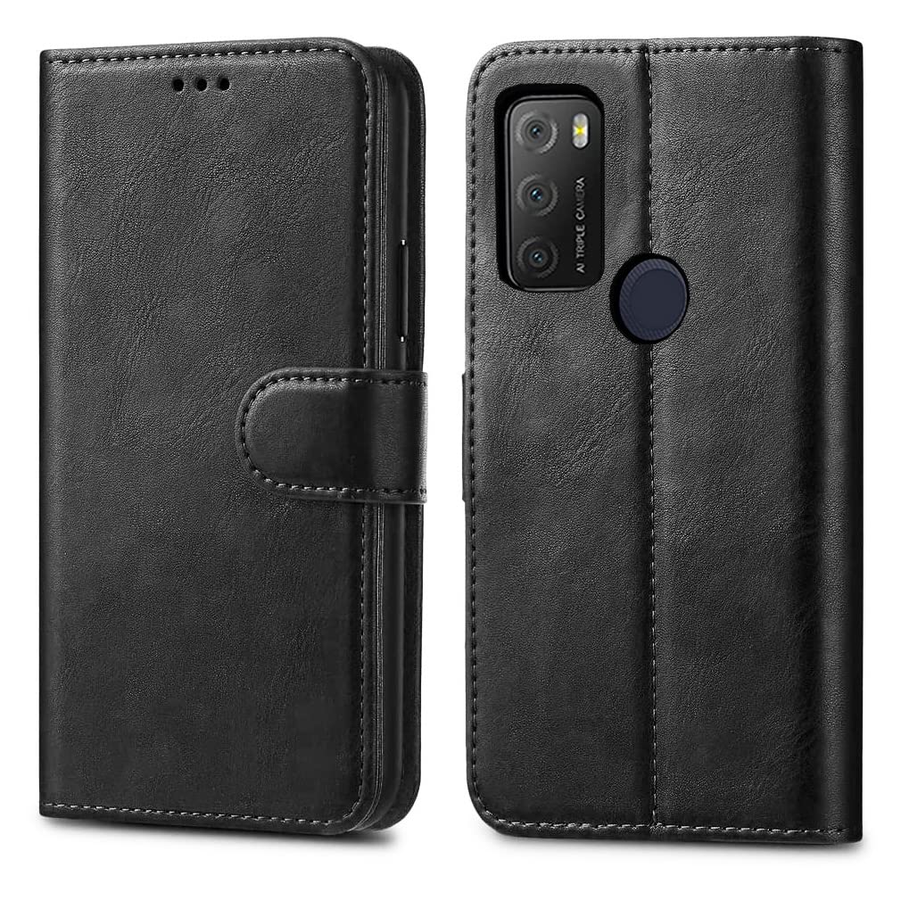 GAPlus PU Leather Flip Cover Wallet Case For Alcatel 1S/ 3L 2021 Card Holder Magnetic Kickstand Black — image 1