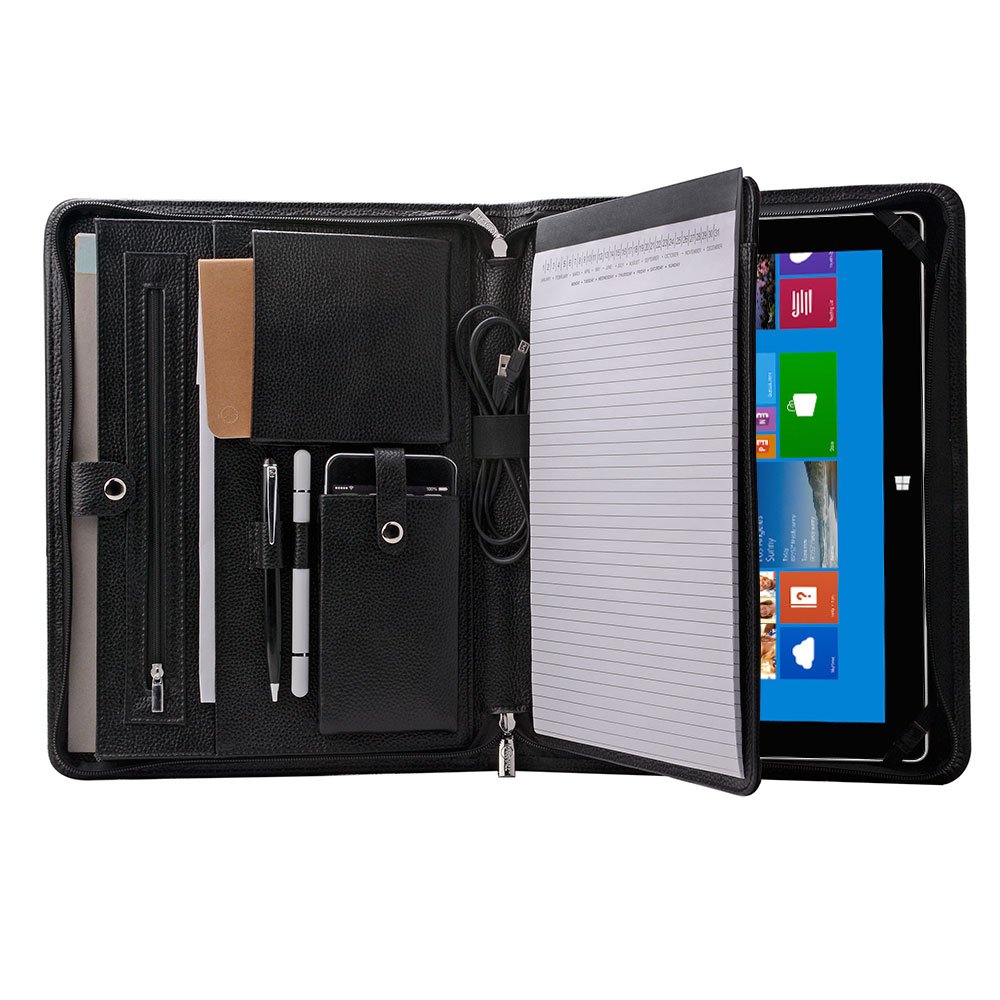 Genuine Leather Portfolio Organizer Padfolio for Microsoft