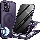 BERFY for iPhone 16 Pro Case, Compatible with MagSafe, Built-in Privacy Screen Protector and Camera Protection, Anti-Spy Full Body Shockproof Matte Phone Case for 16 Pro 6.3", Purple