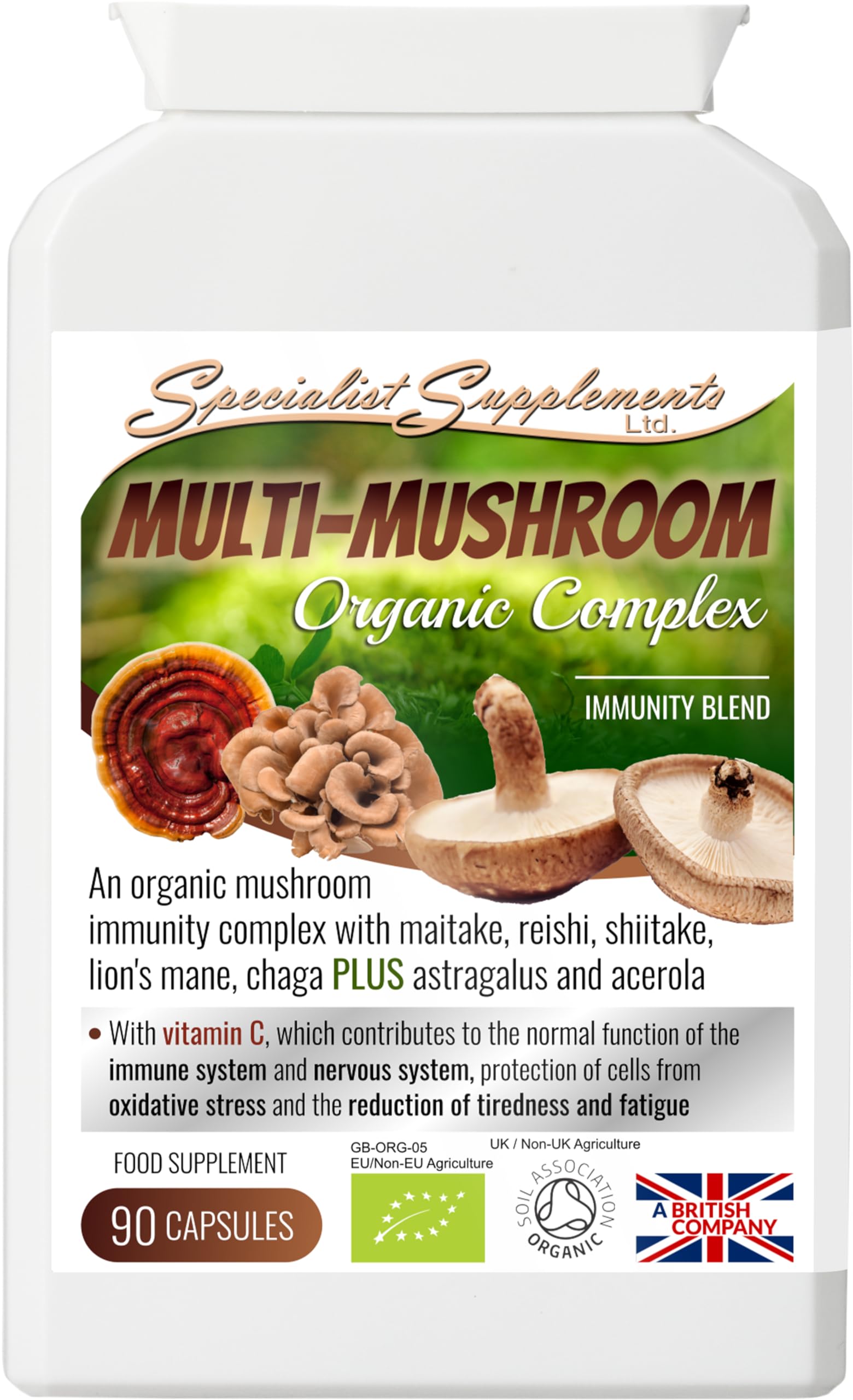 Specialist Supplements Multi-Mushroom Organic Complex, 90 Capsules