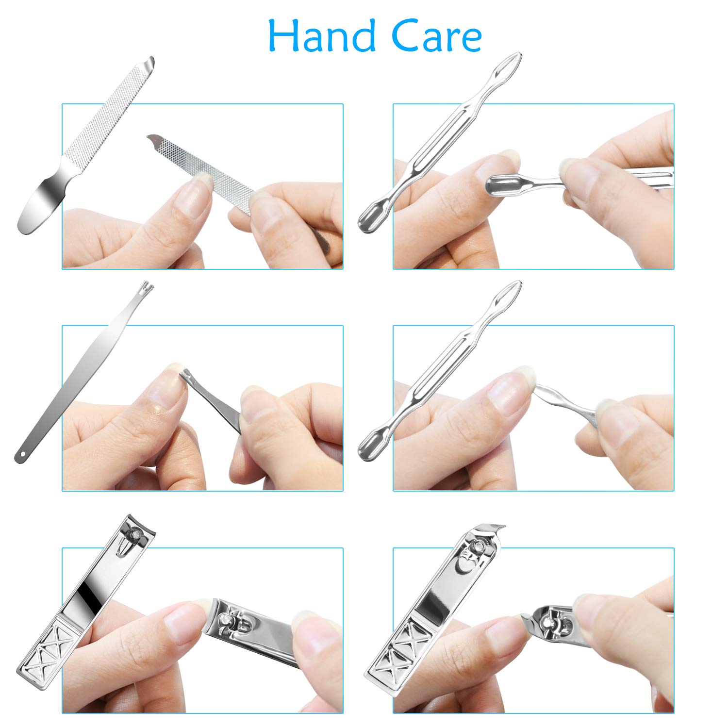 Teamkio 18pcs Stainless Steel Professional Manicure Pedicure Set| Nail Clippers Travel Hygiene Nail Cutter Care Set| Scissor Tweezers Knife Ear Pick Grooming Kits with Leather Case : Beauty